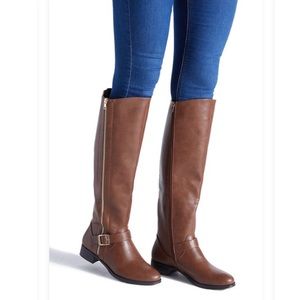 Shoe Dazzle Balmani Side Zip Boot Brown